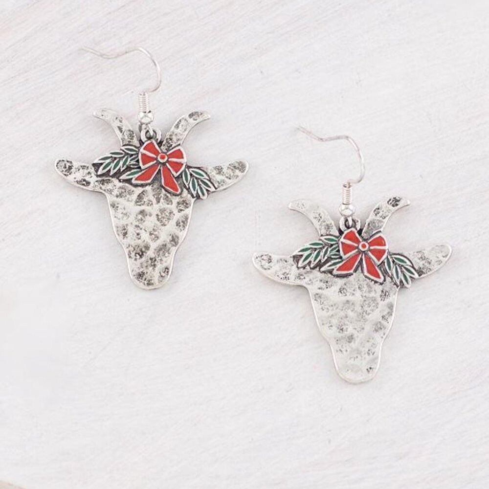Hippie | Christmas Cow Dangle Earrings New! - Picture 3 of 9
